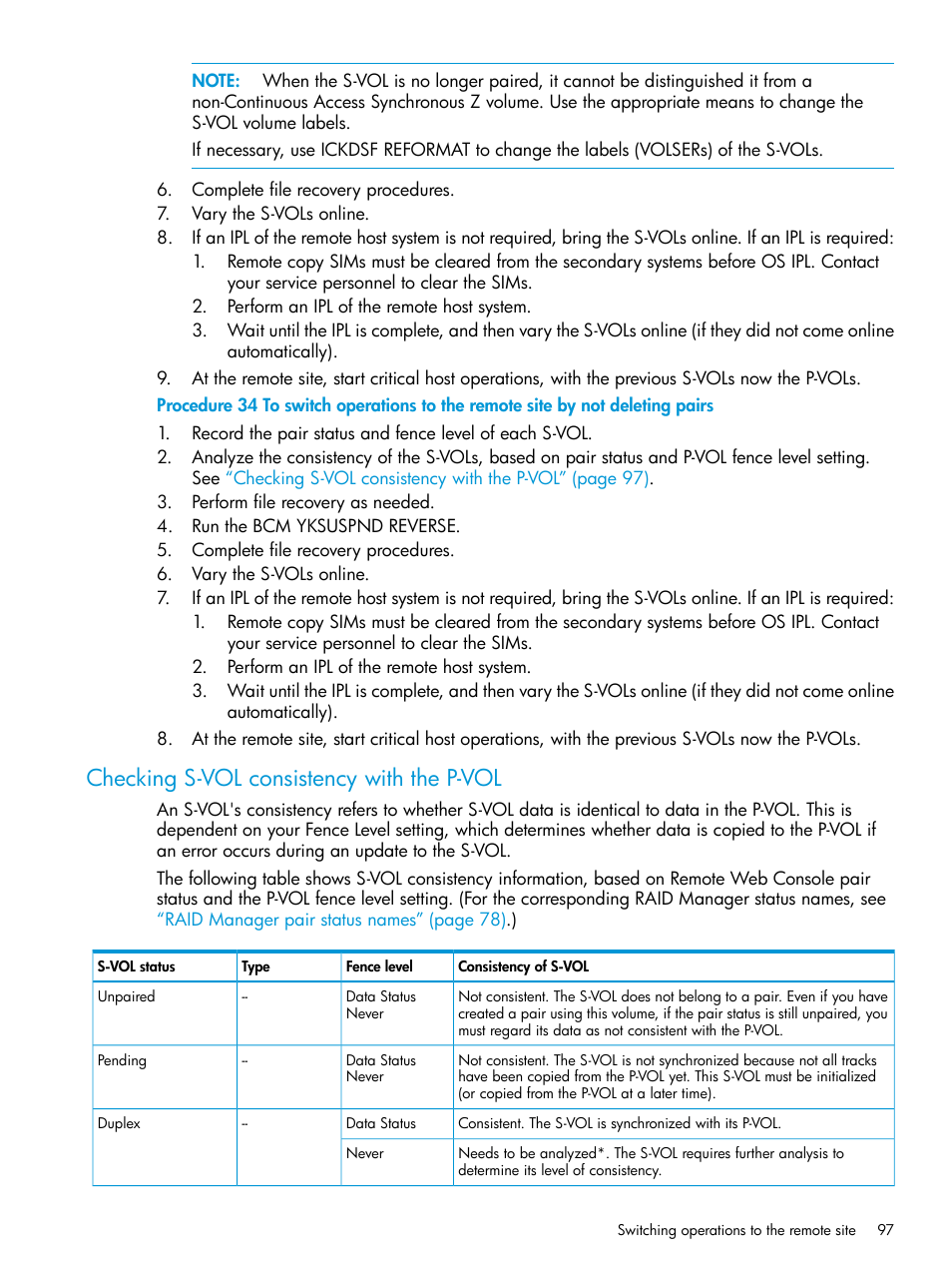 Checking s-vol consistency with the p-vol | HP XP7 Storage User Manual | Page 97 / 195