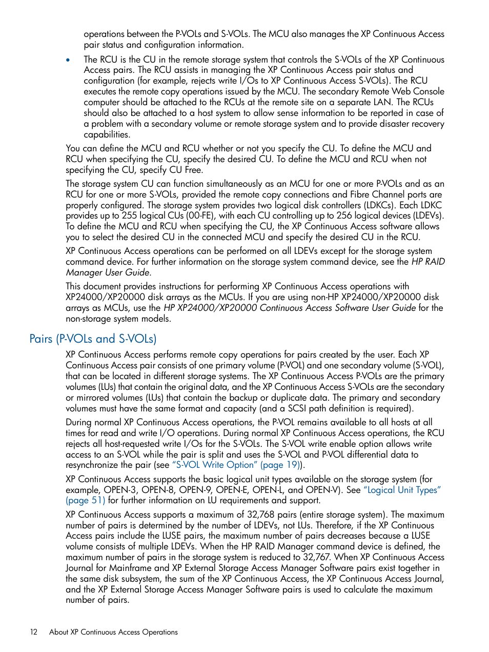 Pairs (p-vols and s-vols) | HP StorageWorks XP Remote Web Console Software User Manual | Page 12 / 176