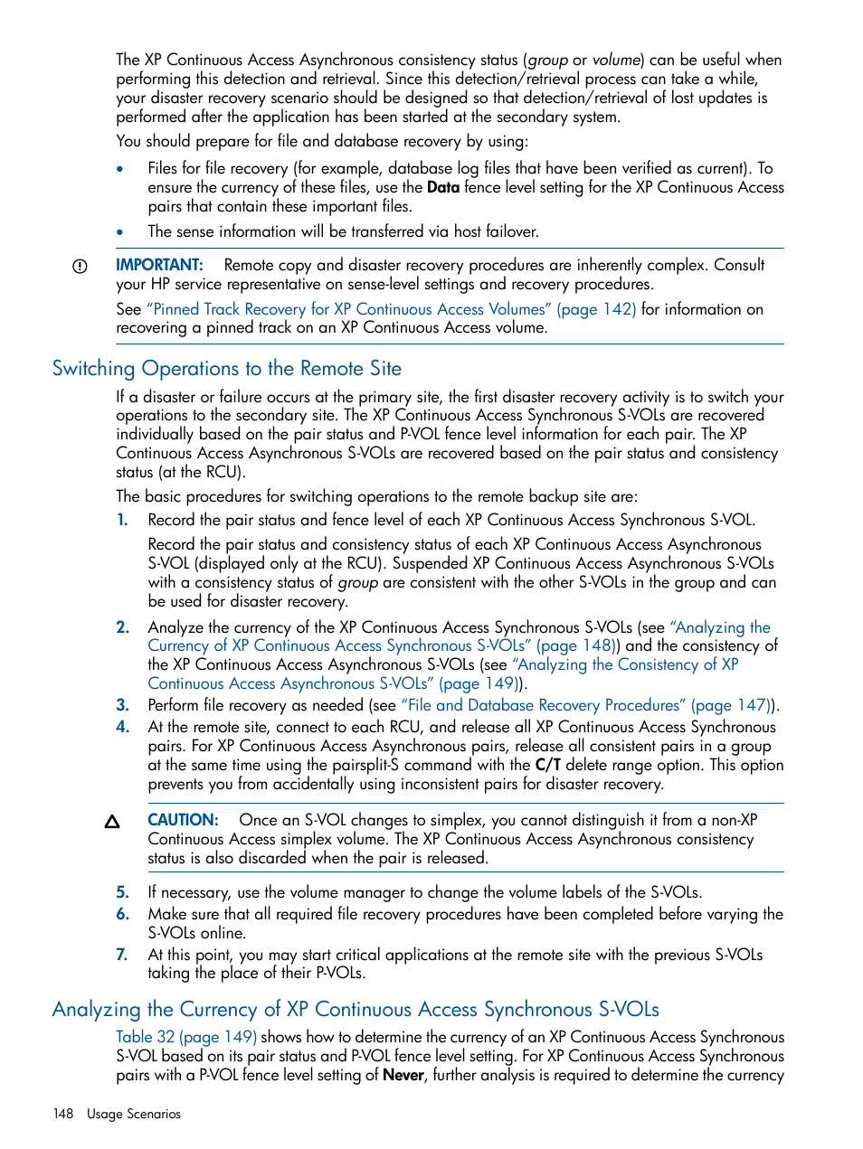 Switching operations to the remote site | HP StorageWorks XP Remote Web Console Software User Manual | Page 148 / 176