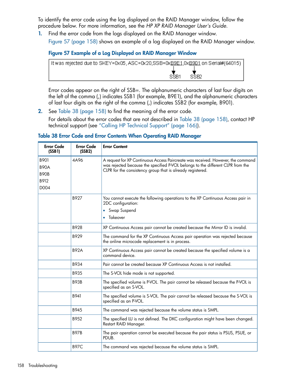 Error code and error contents | HP StorageWorks XP Remote Web Console Software User Manual | Page 158 / 176