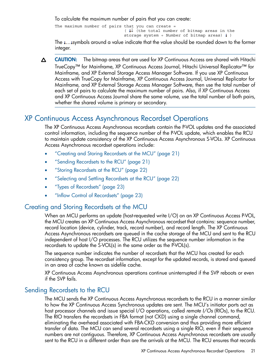 Creating and storing recordsets at the mcu, Sending recordsets to the rcu | HP StorageWorks XP Remote Web Console Software User Manual | Page 21 / 176