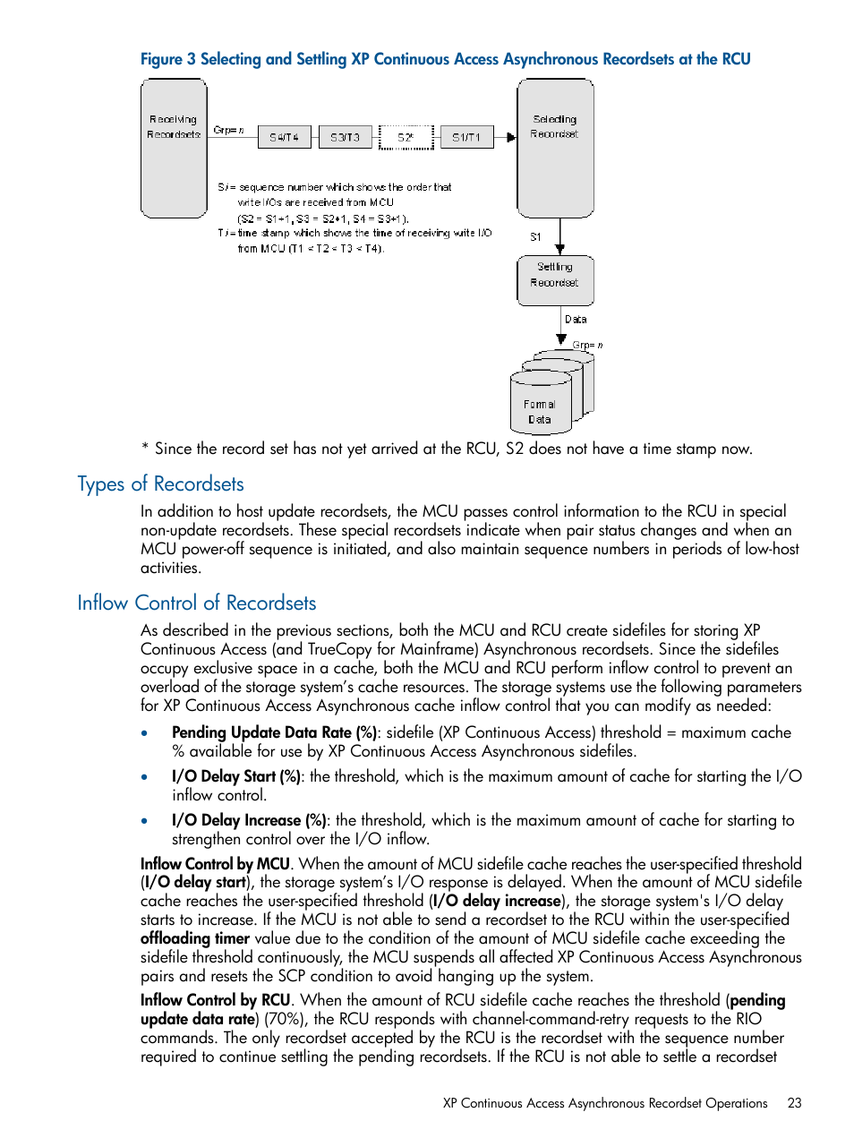 Types of recordsets, Inflow control of recordsets, Types of recordsets inflow control of recordsets | HP StorageWorks XP Remote Web Console Software User Manual | Page 23 / 176