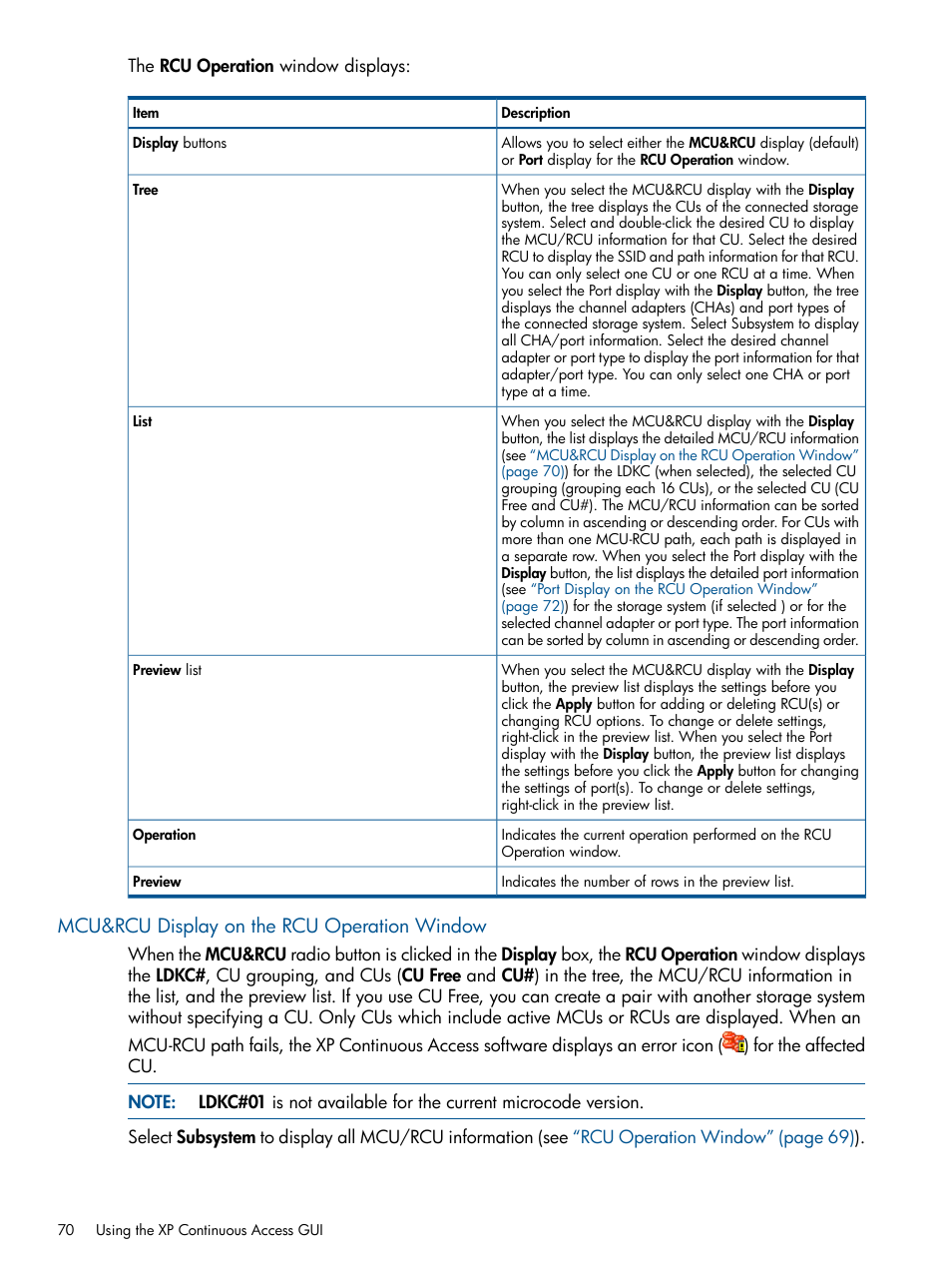 Mcu&rcu display on the rcu operation window | HP StorageWorks XP Remote Web Console Software User Manual | Page 70 / 176