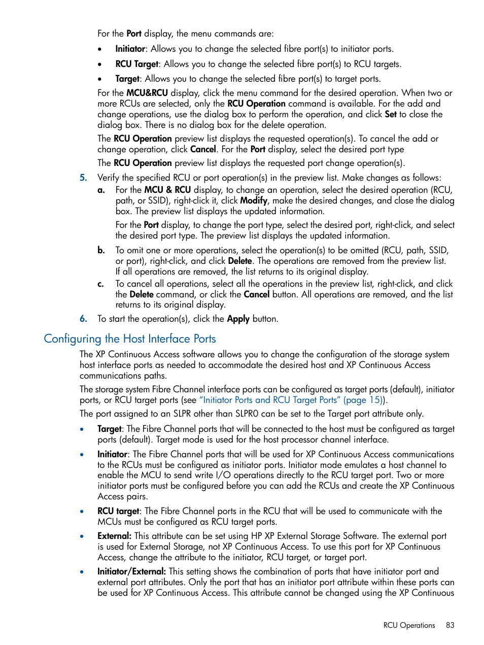 Configuring the host interface ports | HP StorageWorks XP Remote Web Console Software User Manual | Page 83 / 176