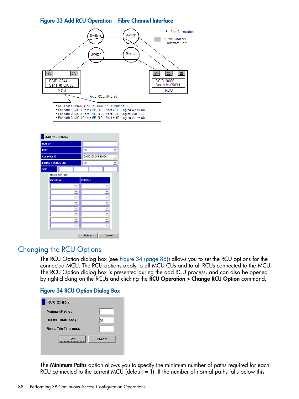 Changing the rcu options | HP StorageWorks XP Remote Web Console Software User Manual | Page 88 / 176