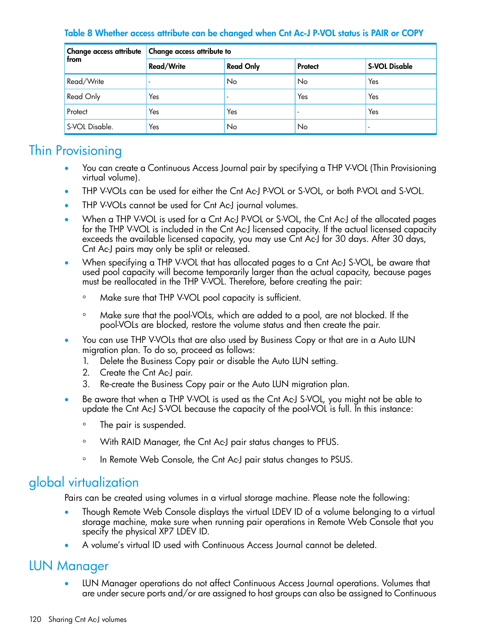 Thin provisioning, Global virtualization, Lun manager | HP XP7 Storage User Manual | Page 120 / 186