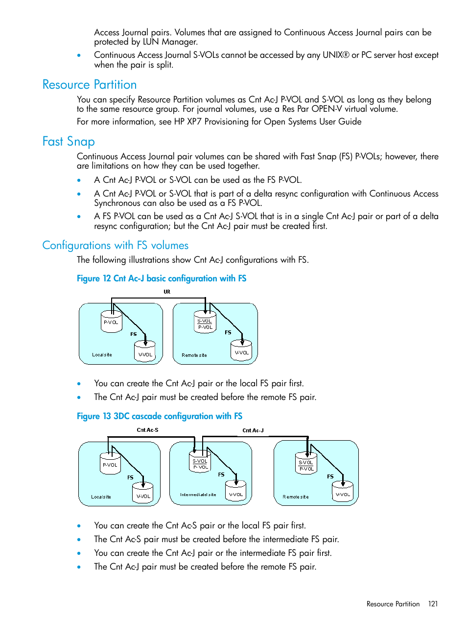 Resource partition, Fast snap, Configurations with fs volumes | Resource partition fast snap | HP XP7 Storage User Manual | Page 121 / 186