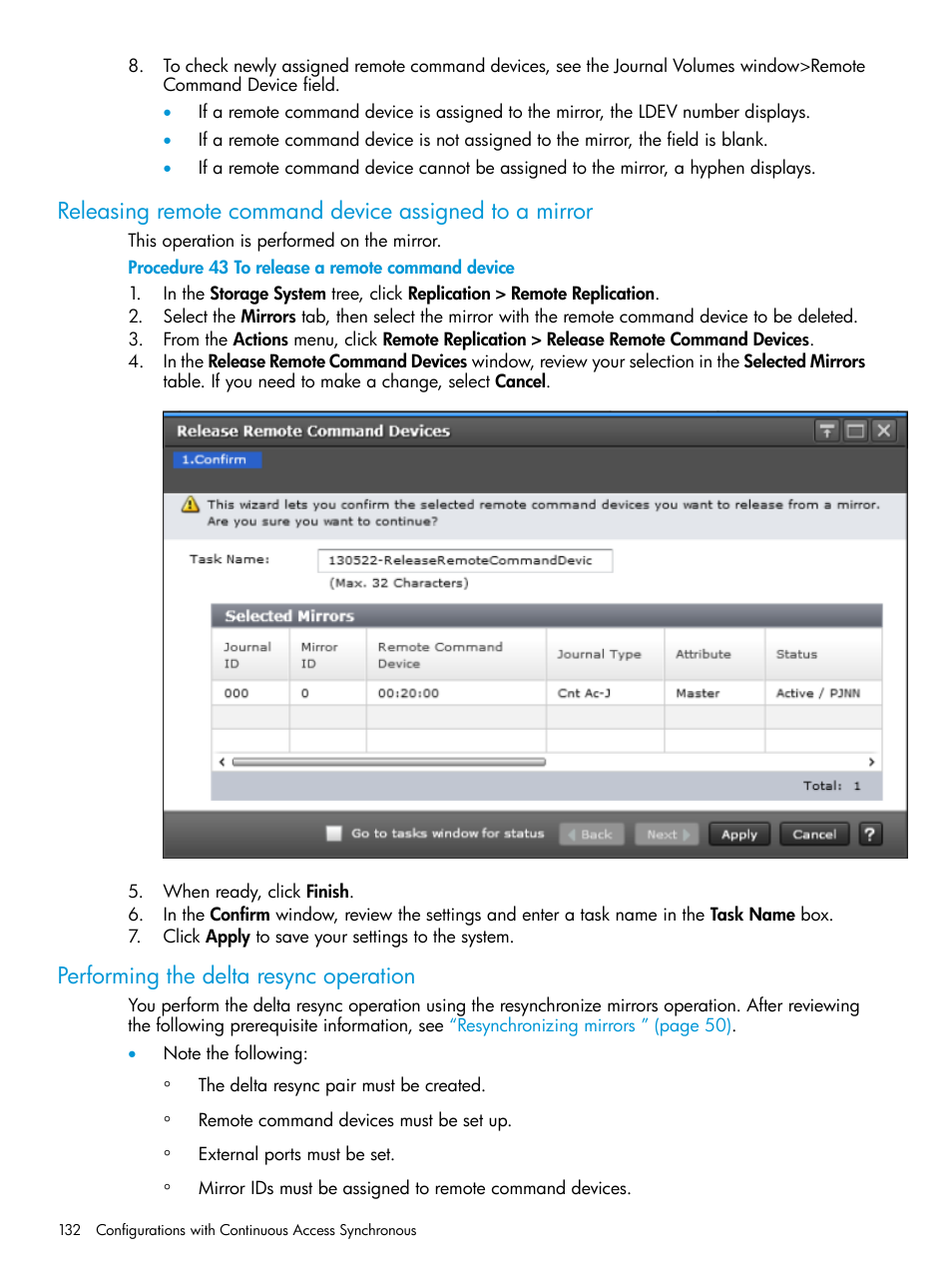 Performing the delta resync operation, Performing the delta resync | HP XP7 Storage User Manual | Page 132 / 186
