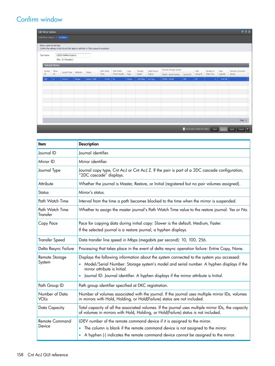 Confirm window | HP XP7 Storage User Manual | Page 158 / 186