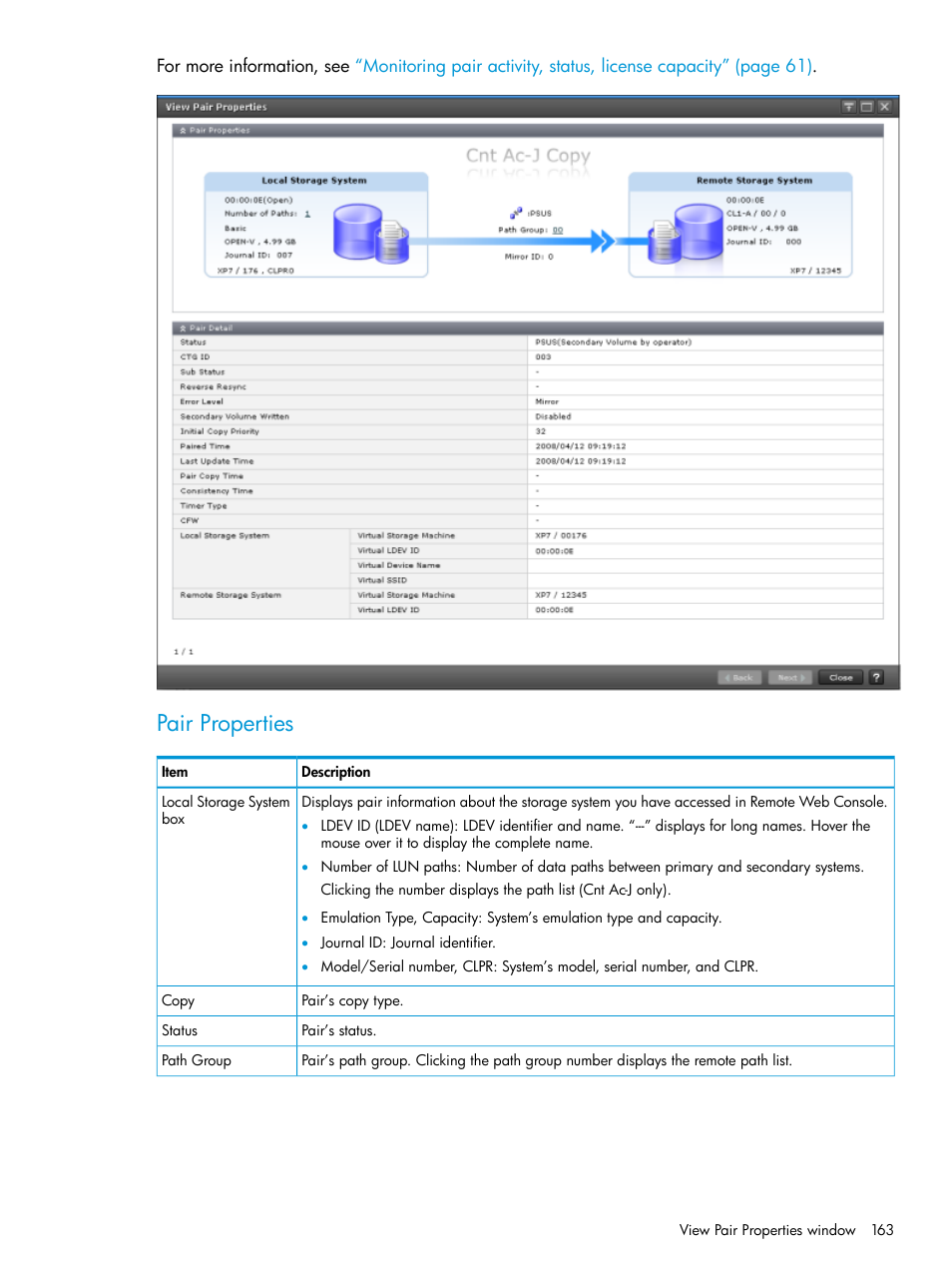 Pair properties | HP XP7 Storage User Manual | Page 163 / 186