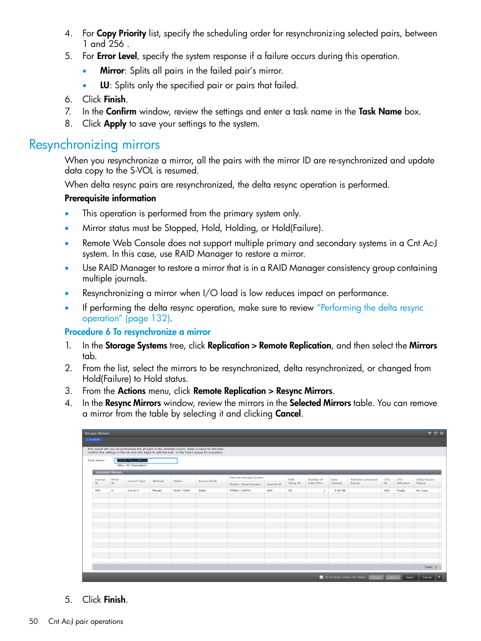 Resynchronizing mirrors | HP XP7 Storage User Manual | Page 50 / 186