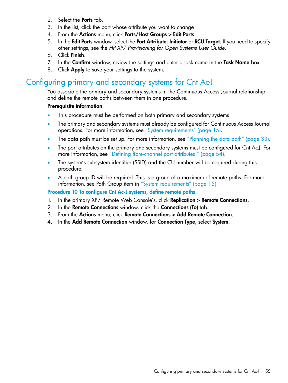 Configuring, Configuring primary | HP XP7 Storage User Manual | Page 55 / 186