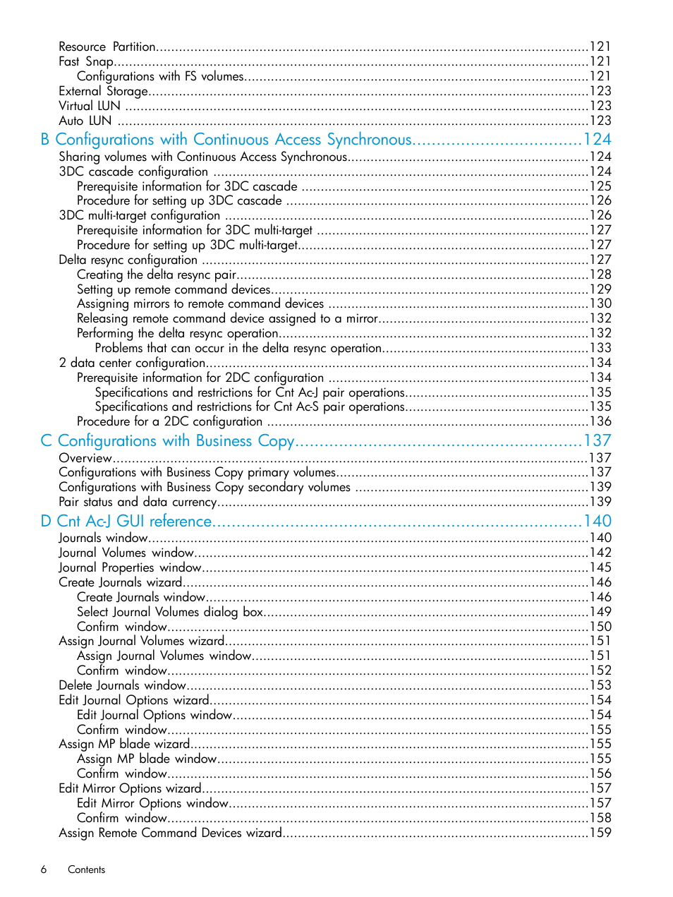 C configurations with business copy, D cnt ac-j gui reference | HP XP7 Storage User Manual | Page 6 / 186