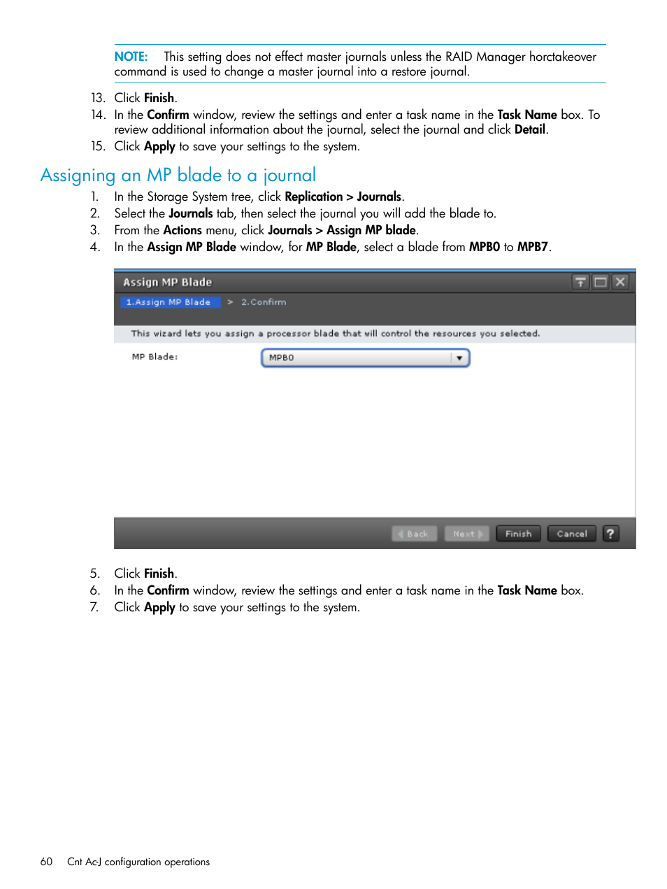 Assigning an mp blade to a journal | HP XP7 Storage User Manual | Page 60 / 186
