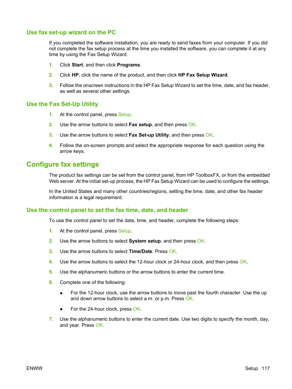 Use fax set-up wizard on the pc, Use the fax set-up utility, Configure fax settings | HP Color LaserJet CM2320 Multifunction Printer series User Manual | Page 129 / 292