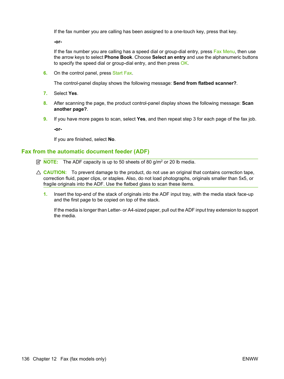 Fax from the automatic document feeder (adf) | HP Color LaserJet CM2320 Multifunction Printer series User Manual | Page 148 / 292