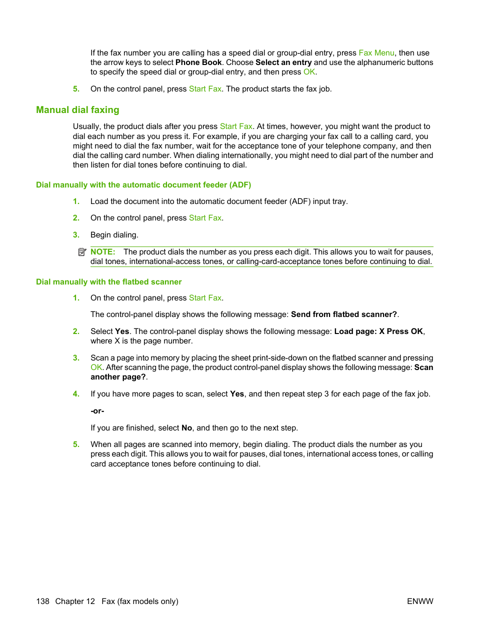 Manual dial faxing | HP Color LaserJet CM2320 Multifunction Printer series User Manual | Page 150 / 292