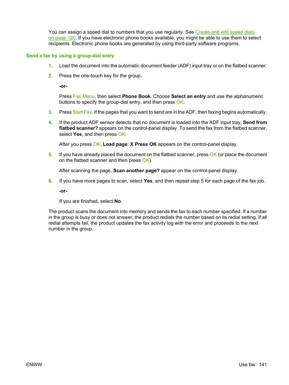 Send a fax by using a group-dial entry | HP Color LaserJet CM2320 Multifunction Printer series User Manual | Page 153 / 292