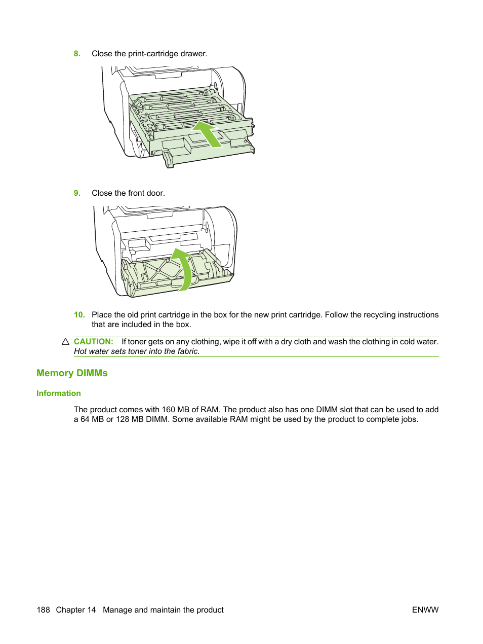 Memory dimms, Information | HP Color LaserJet CM2320 Multifunction Printer series User Manual | Page 200 / 292