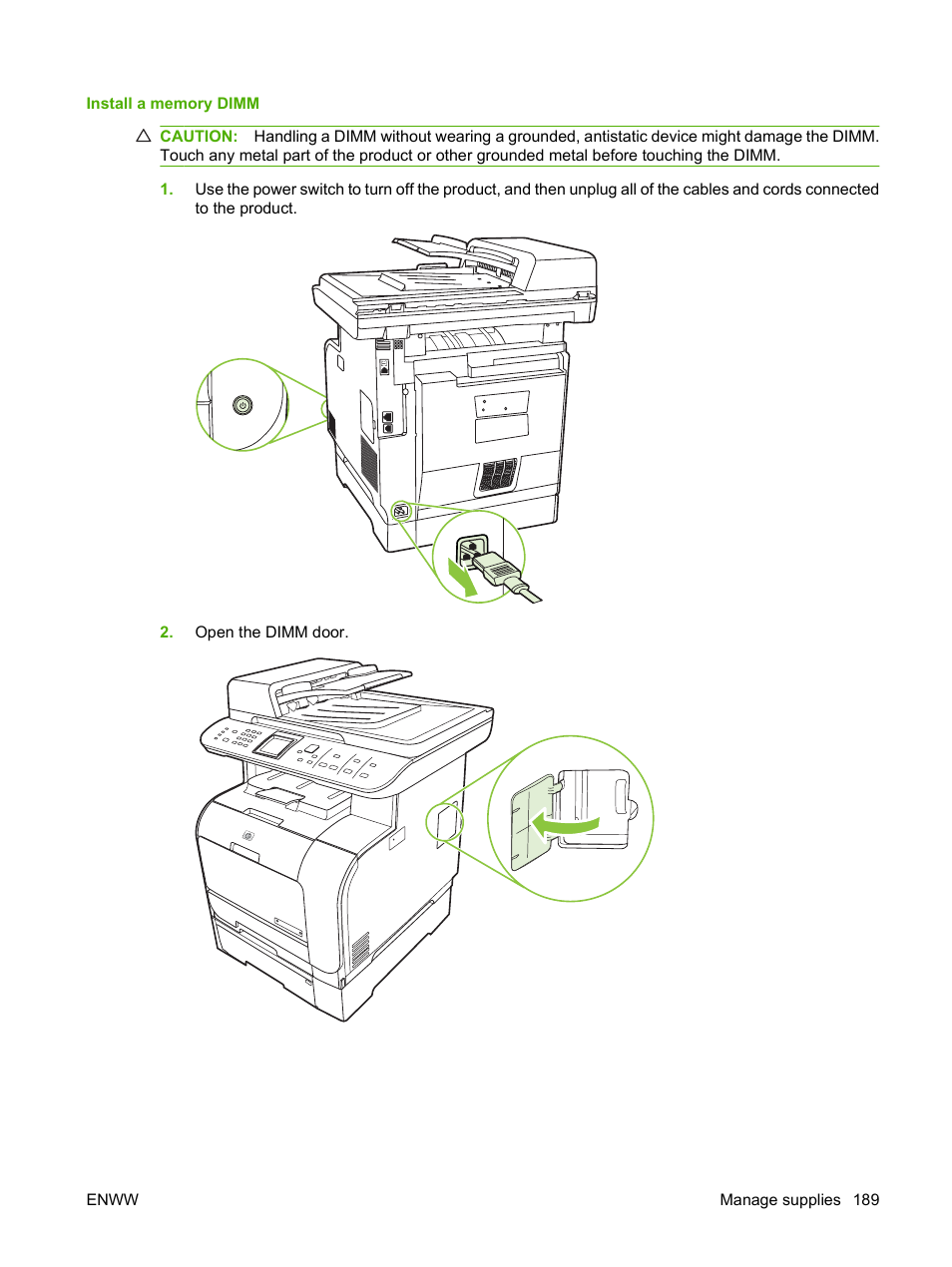 Install a memory dimm | HP Color LaserJet CM2320 Multifunction Printer series User Manual | Page 201 / 292
