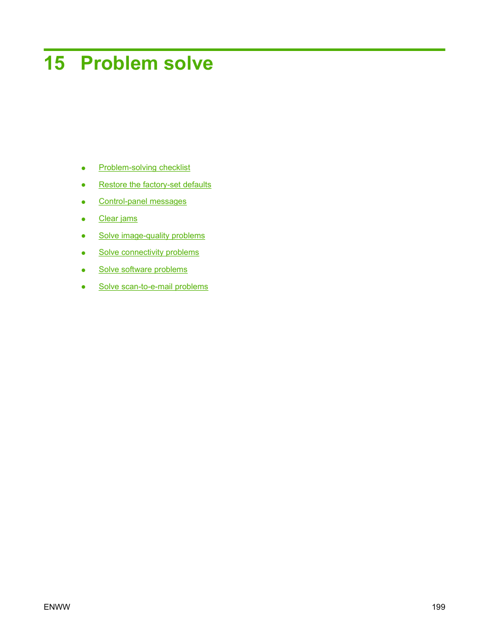 Problem solve, 15 problem solve | HP Color LaserJet CM2320 Multifunction Printer series User Manual | Page 211 / 292