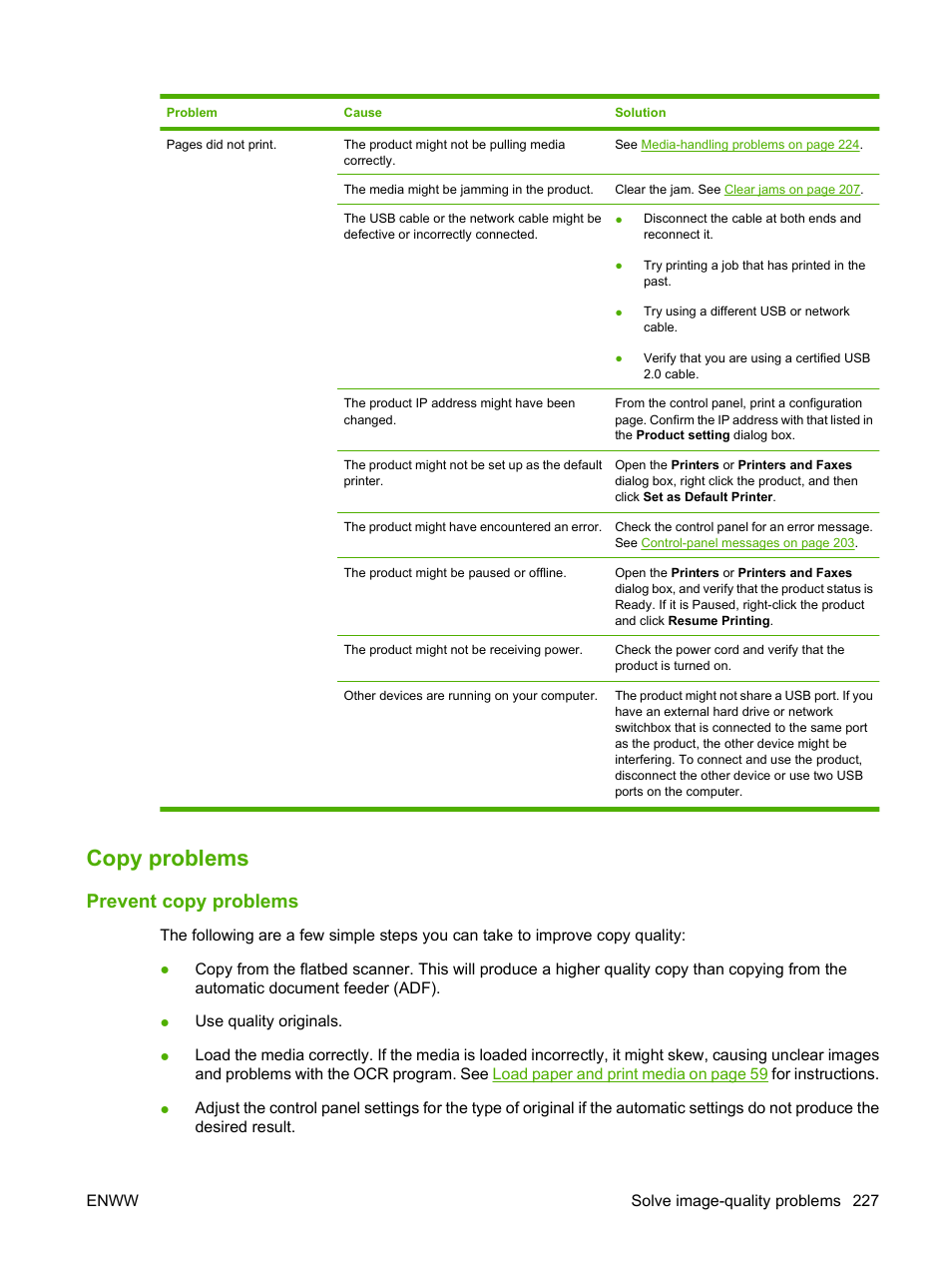 Copy problems, Prevent copy problems, Copy | HP Color LaserJet CM2320 Multifunction Printer series User Manual | Page 239 / 292