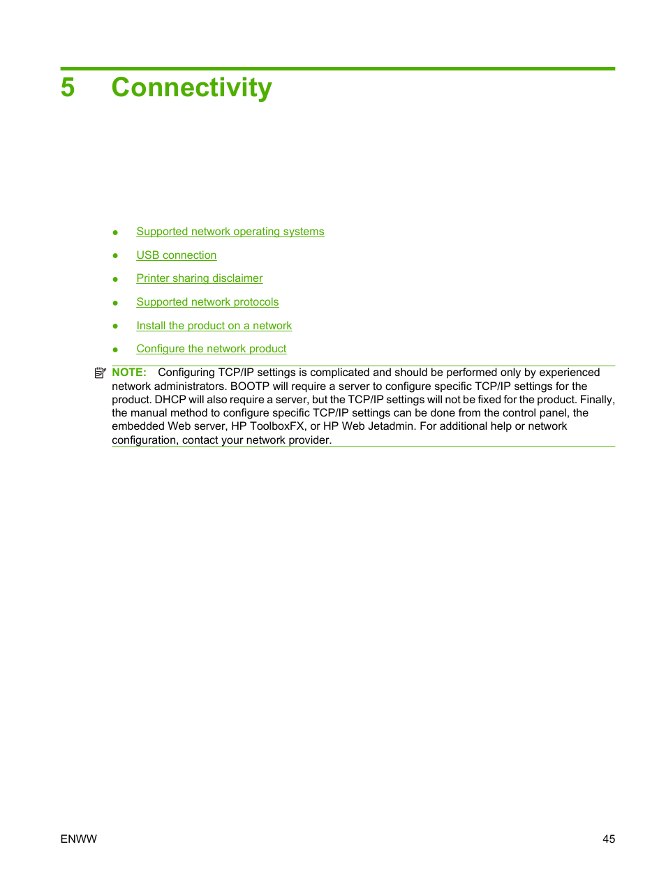 Connectivity, 5 connectivity, 5connectivity | HP Color LaserJet CM2320 Multifunction Printer series User Manual | Page 57 / 292