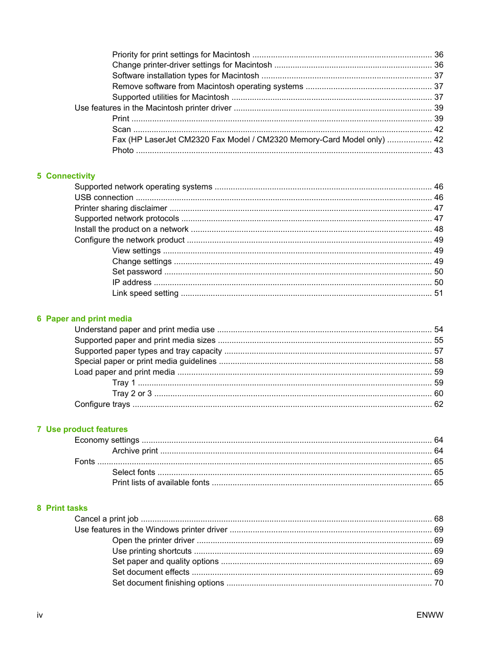 HP Color LaserJet CM2320 Multifunction Printer series User Manual | Page 6 / 292