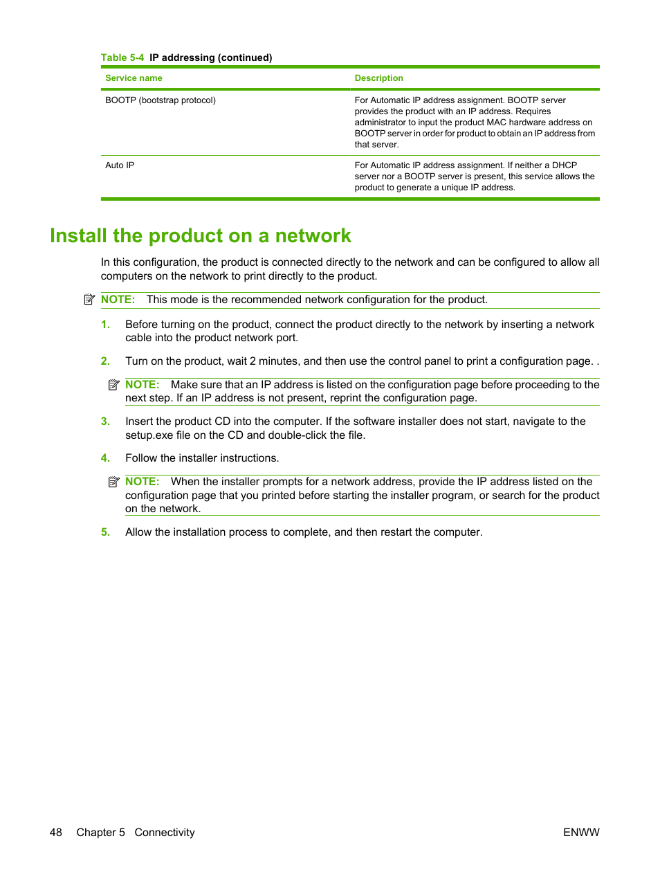 Install the product on a network | HP Color LaserJet CM2320 Multifunction Printer series User Manual | Page 60 / 292
