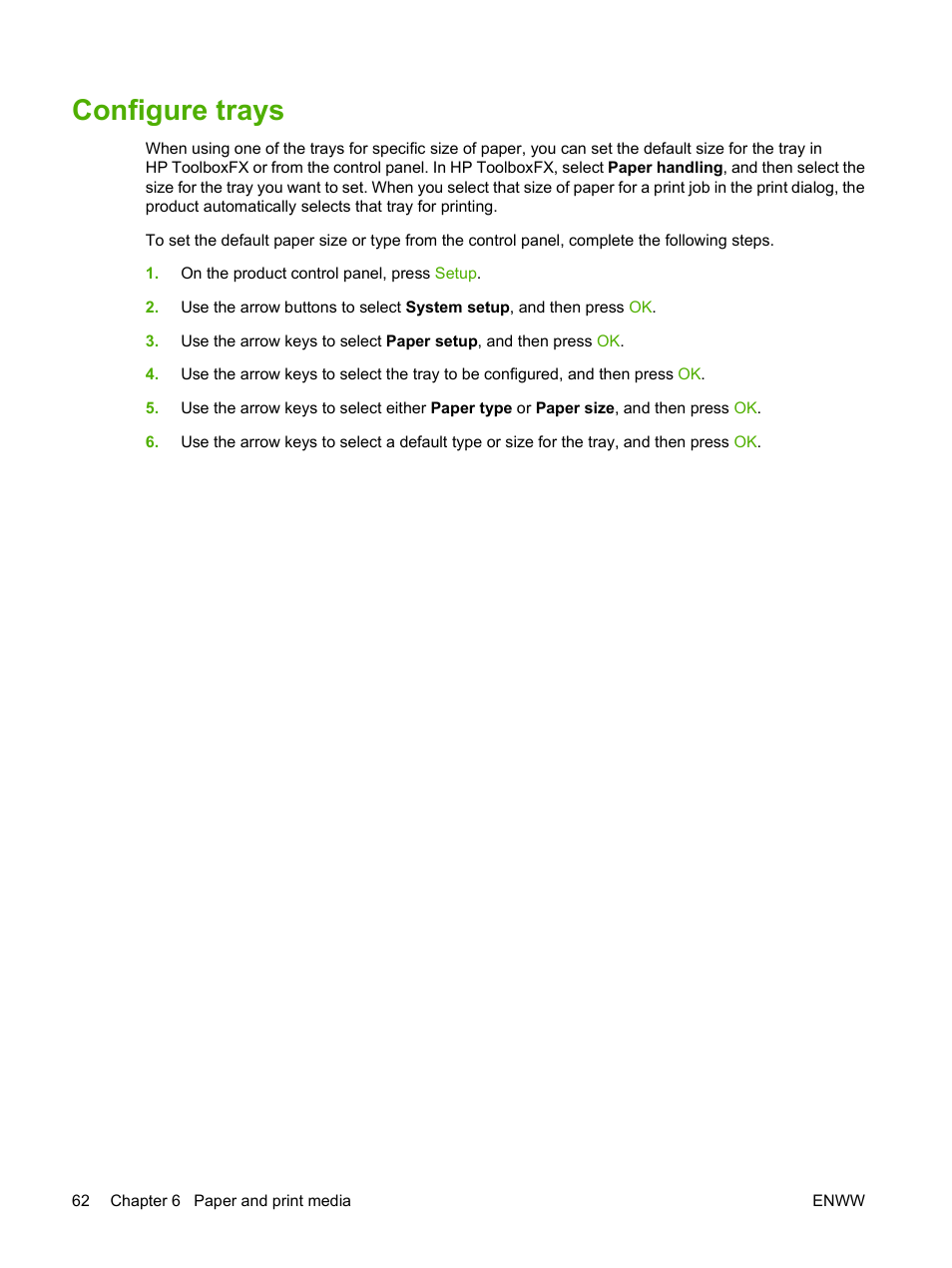 Configure trays | HP Color LaserJet CM2320 Multifunction Printer series User Manual | Page 74 / 292