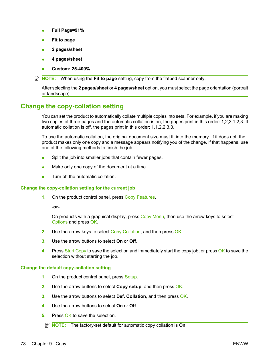 Change the copy-collation setting | HP Color LaserJet CM2320 Multifunction Printer series User Manual | Page 90 / 292