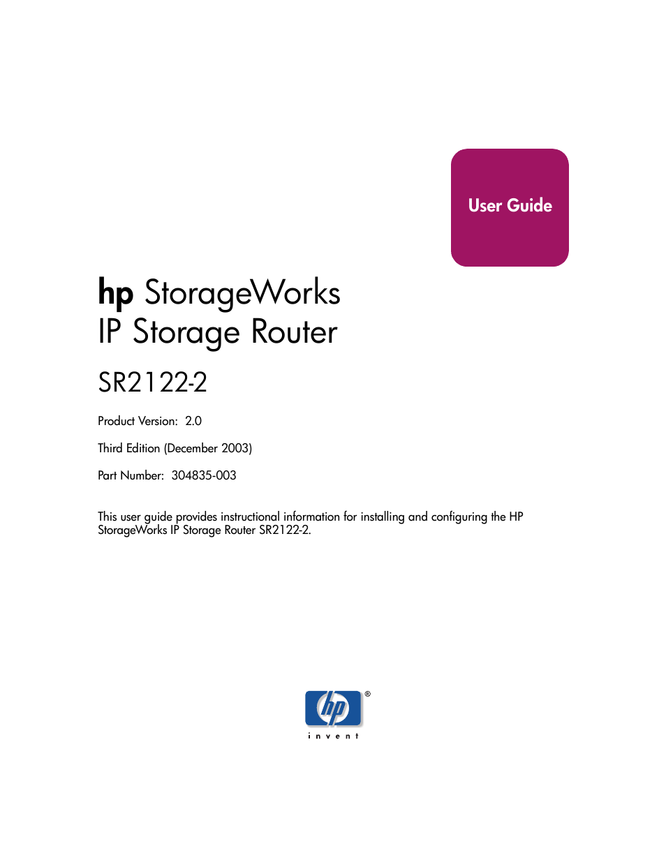 HP StorageWorks IP Storage Router User Manual | 242 pages