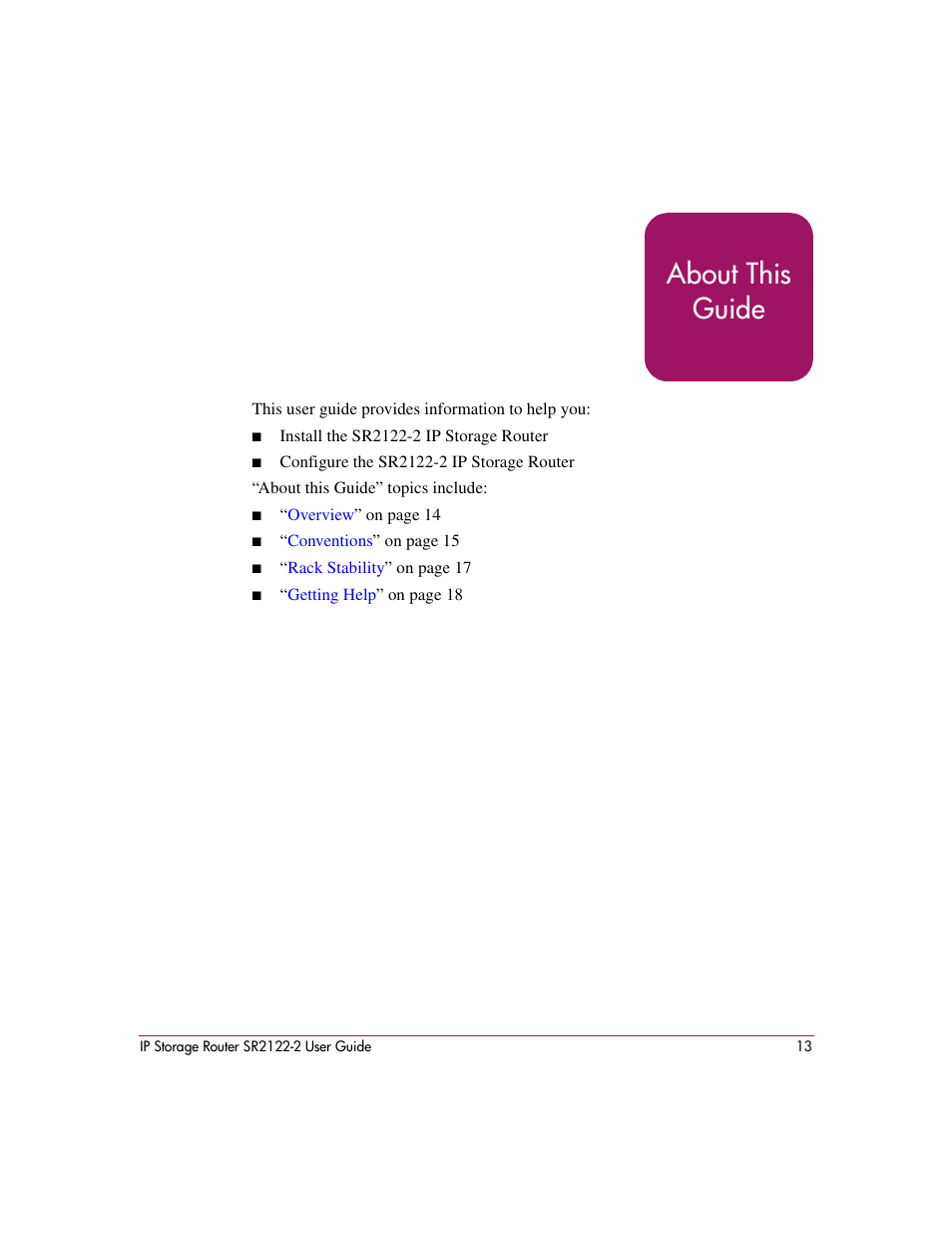 HP StorageWorks IP Storage Router User Manual | Page 13 / 242