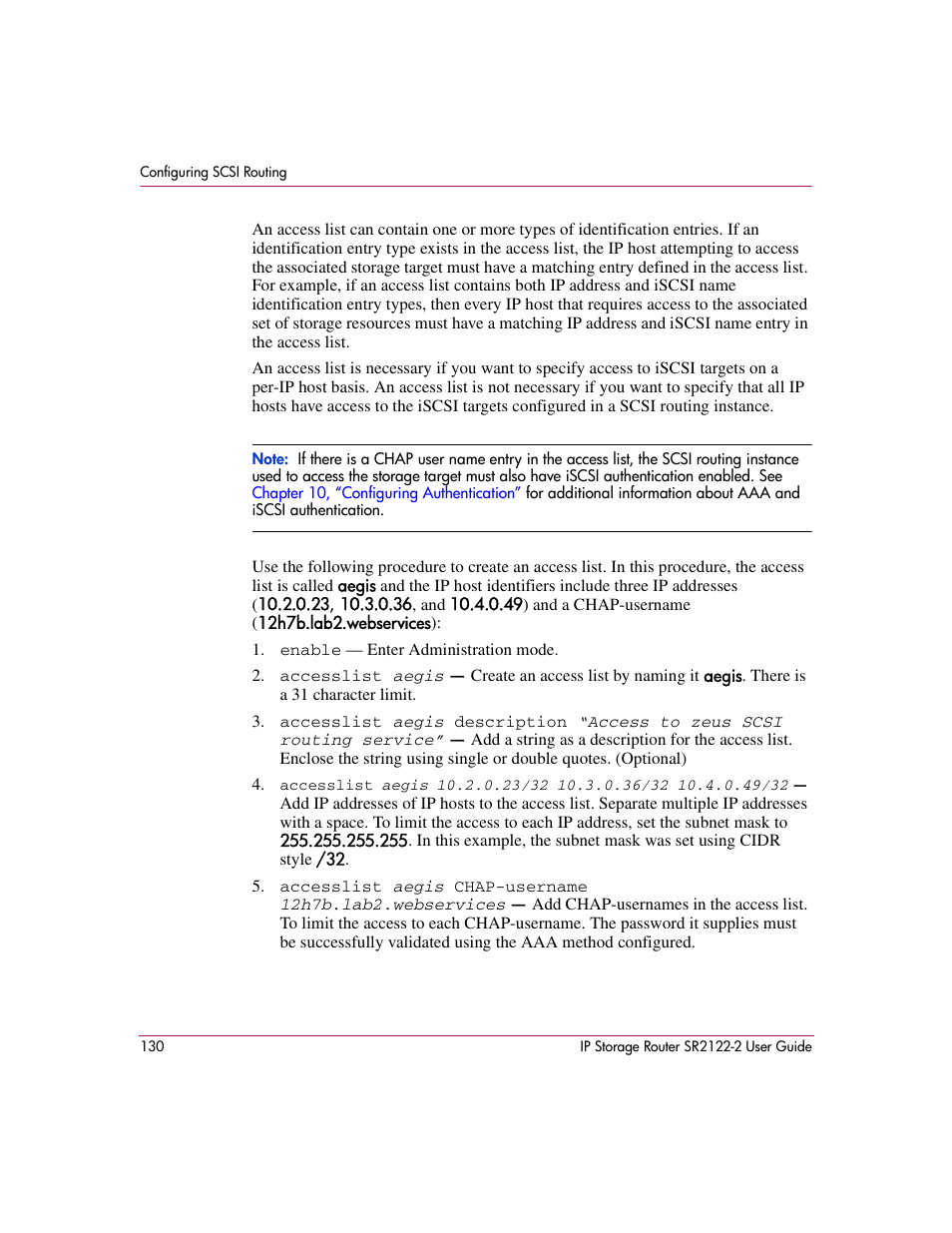 HP StorageWorks IP Storage Router User Manual | Page 130 / 242