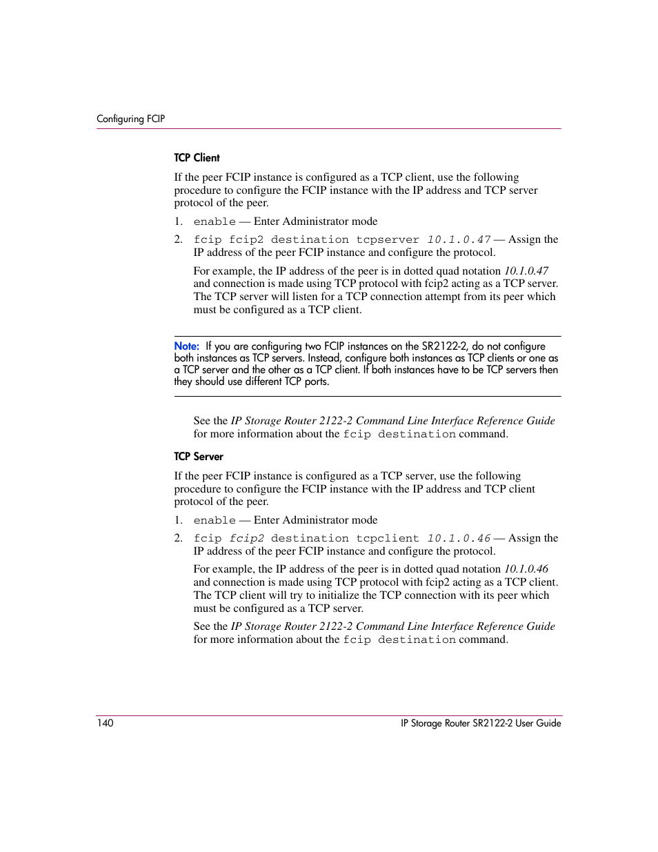 Tcp client tcp server | HP StorageWorks IP Storage Router User Manual | Page 140 / 242