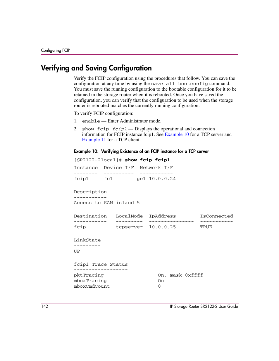 Verifying and saving configuration | HP StorageWorks IP Storage Router User Manual | Page 142 / 242