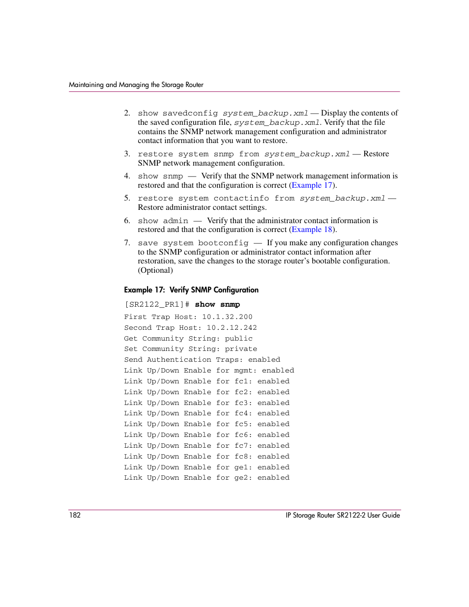 HP StorageWorks IP Storage Router User Manual | Page 182 / 242