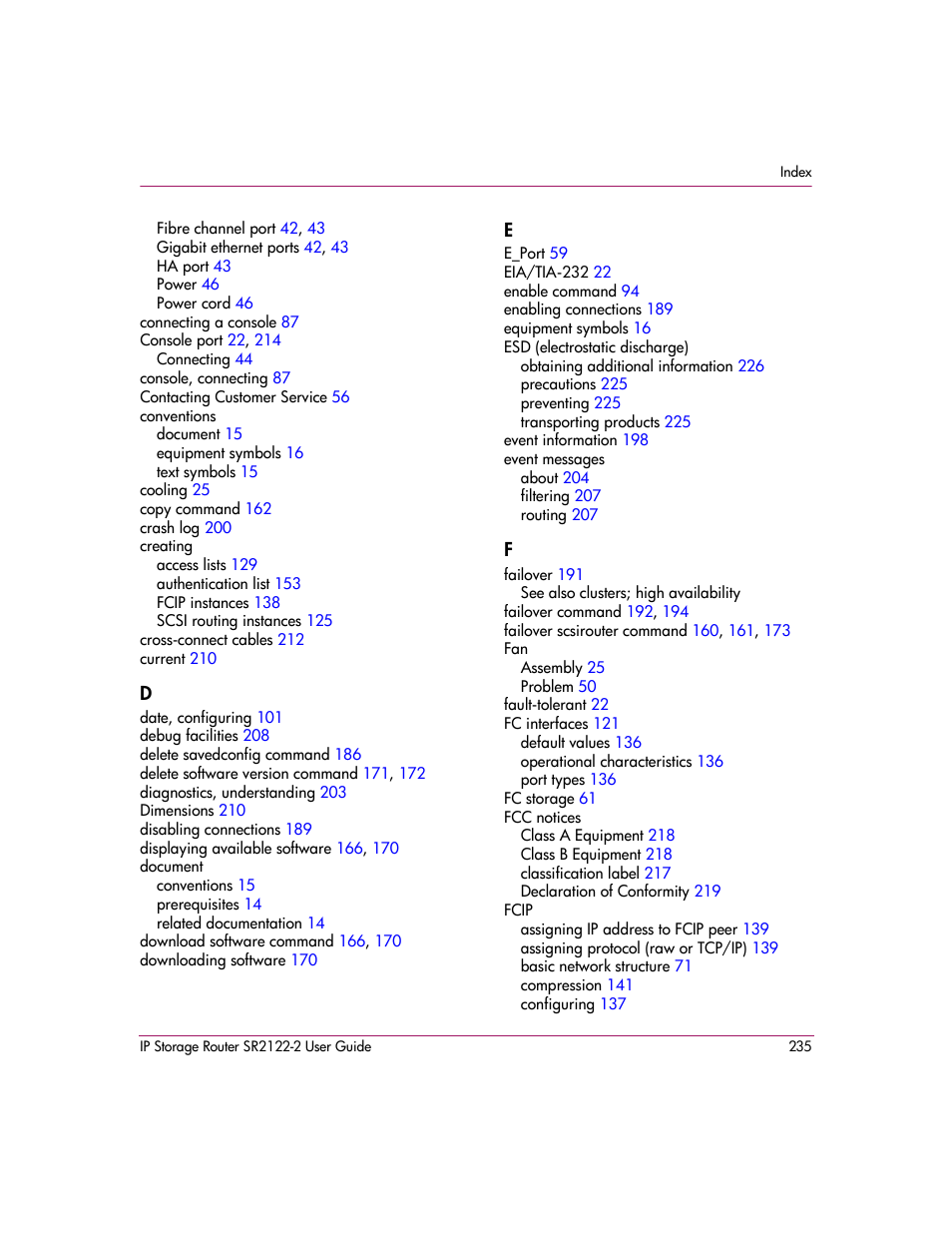 HP StorageWorks IP Storage Router User Manual | Page 235 / 242