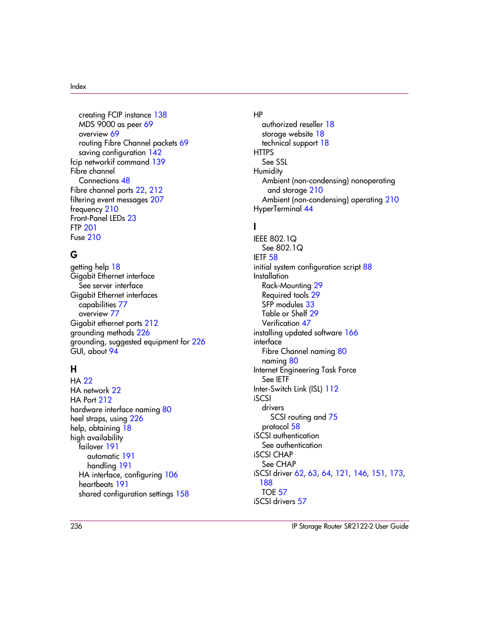 HP StorageWorks IP Storage Router User Manual | Page 236 / 242