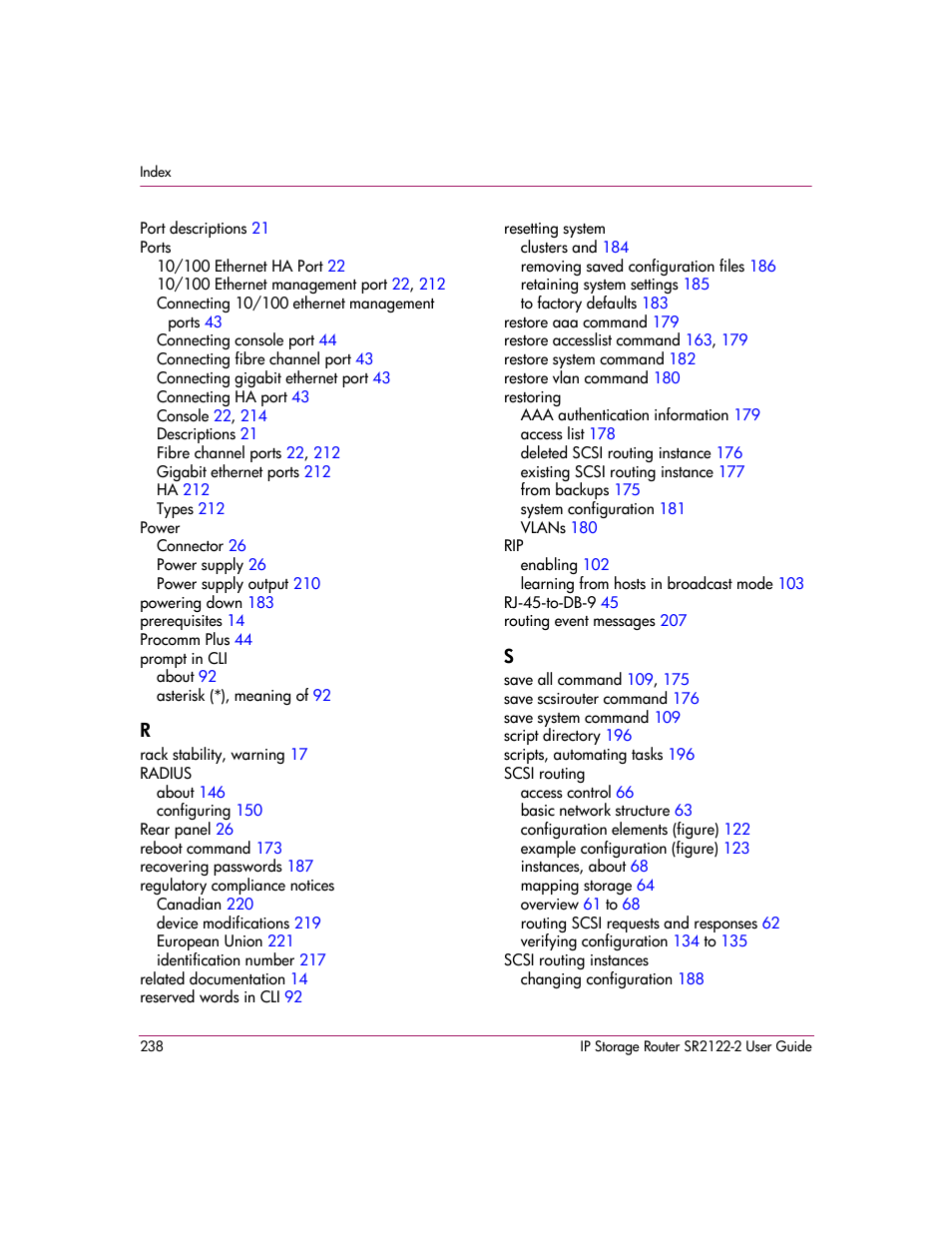 HP StorageWorks IP Storage Router User Manual | Page 238 / 242