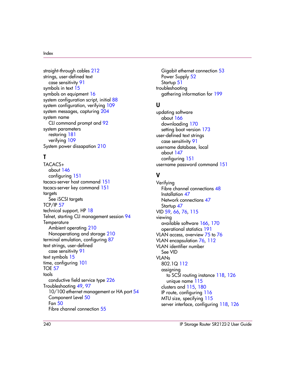 HP StorageWorks IP Storage Router User Manual | Page 240 / 242