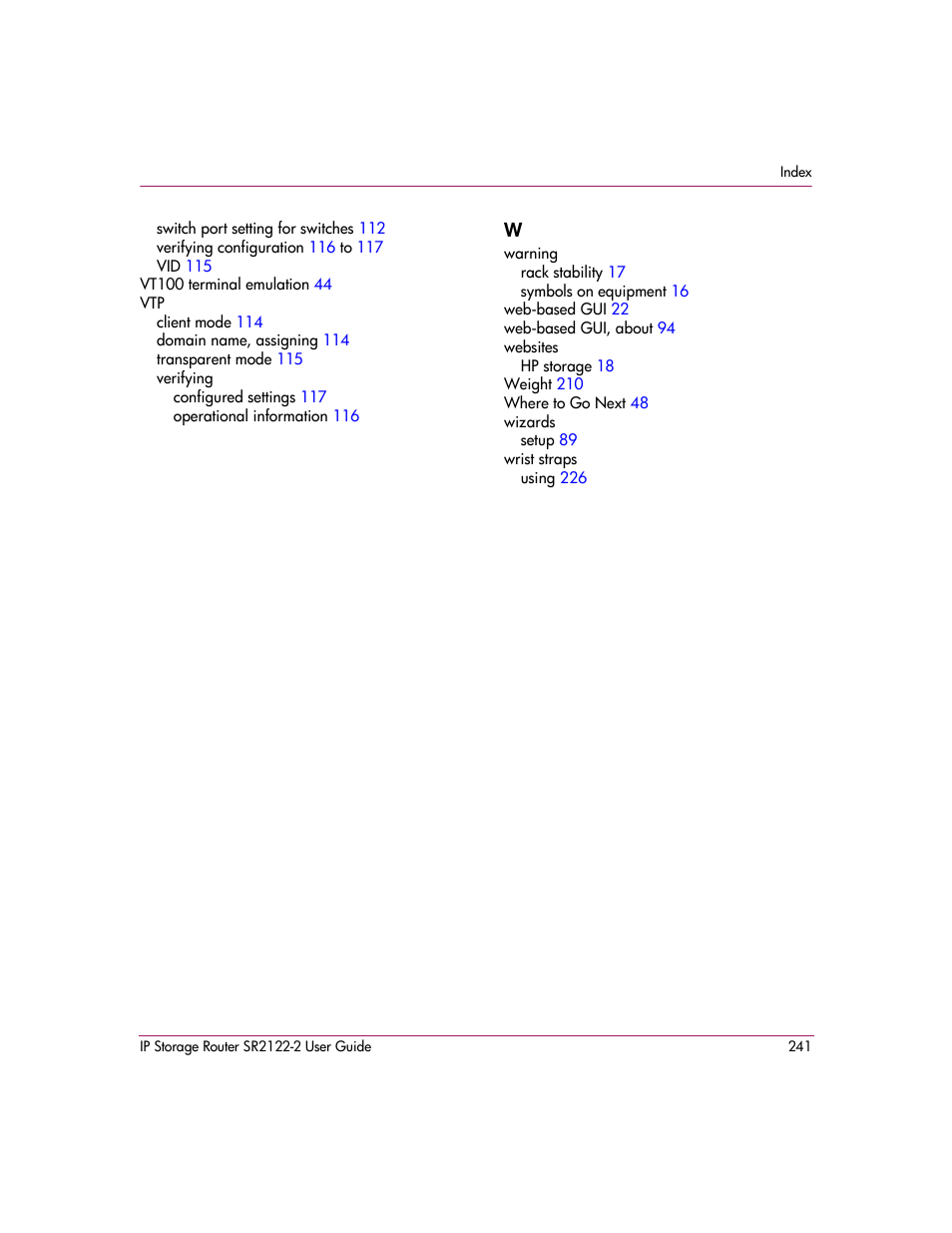 HP StorageWorks IP Storage Router User Manual | Page 241 / 242