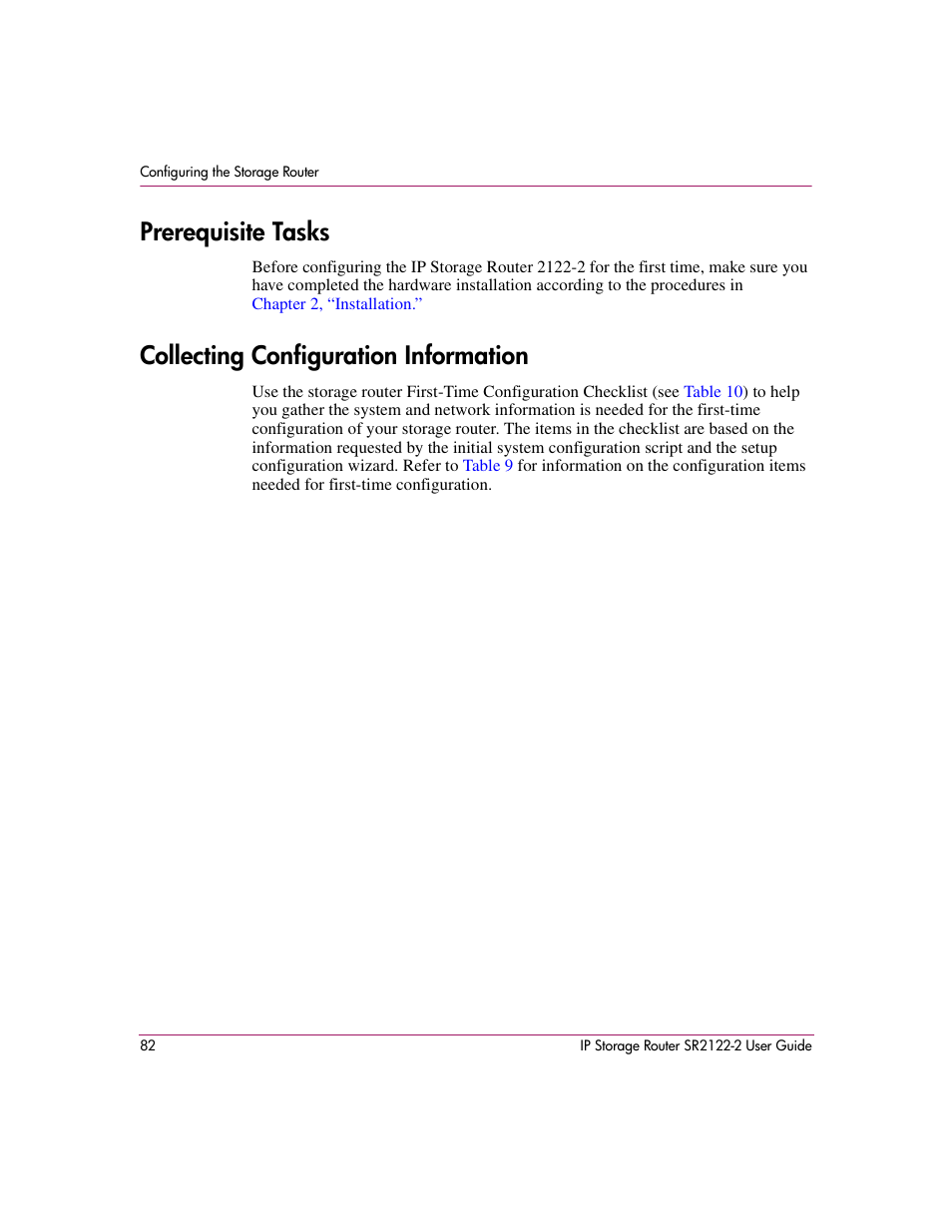 Prerequisite tasks, Collecting configuration information | HP StorageWorks IP Storage Router User Manual | Page 82 / 242