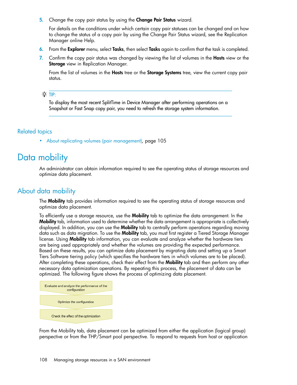 Data mobility, About data mobility | HP XP Array Manager Software User Manual | Page 108 / 238
