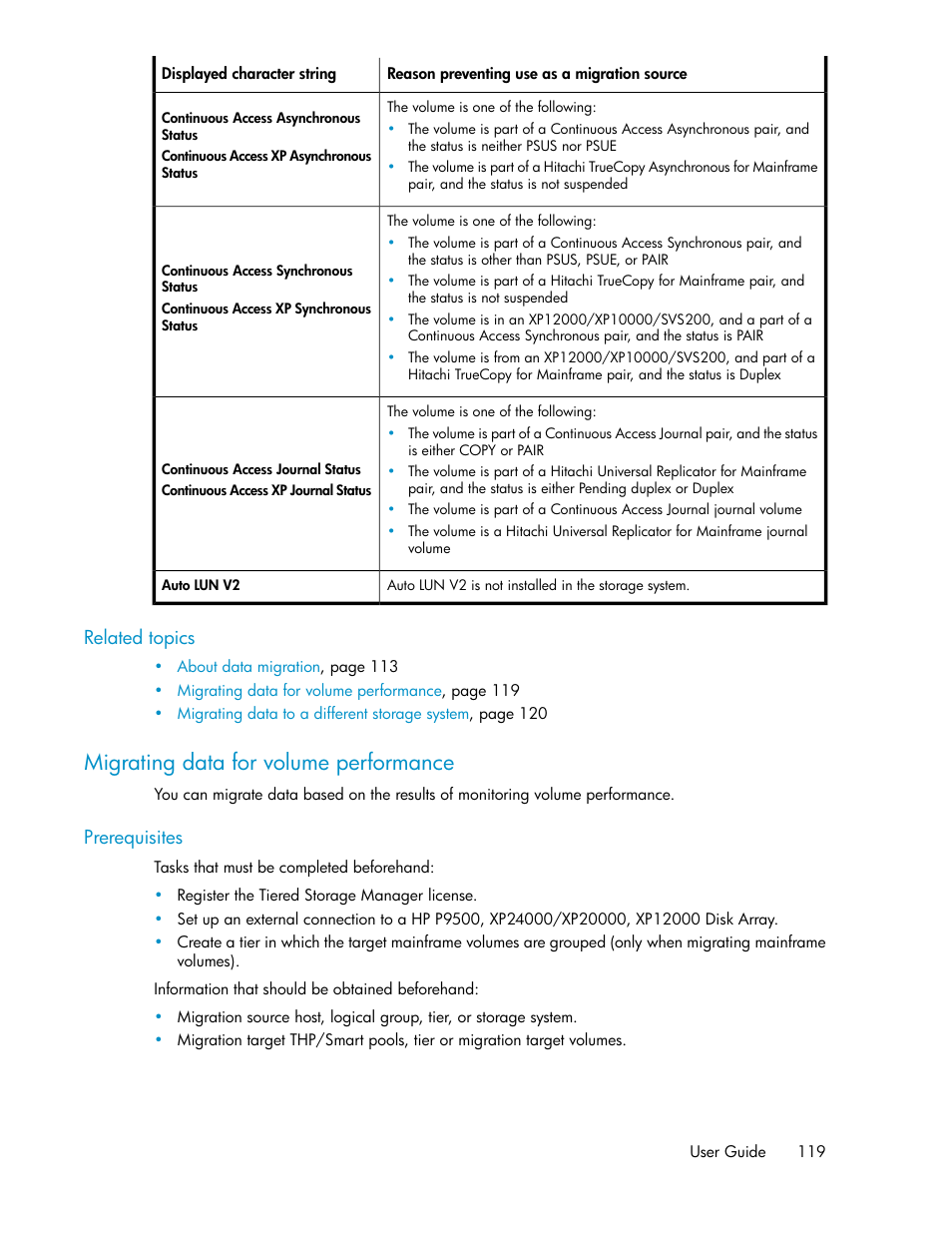 Migrating data for volume performance | HP XP Array Manager Software User Manual | Page 119 / 238