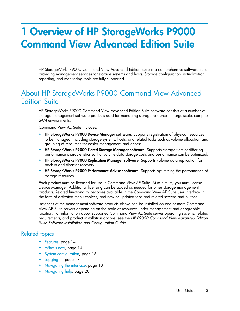 Related topics | HP XP Array Manager Software User Manual | Page 13 / 238