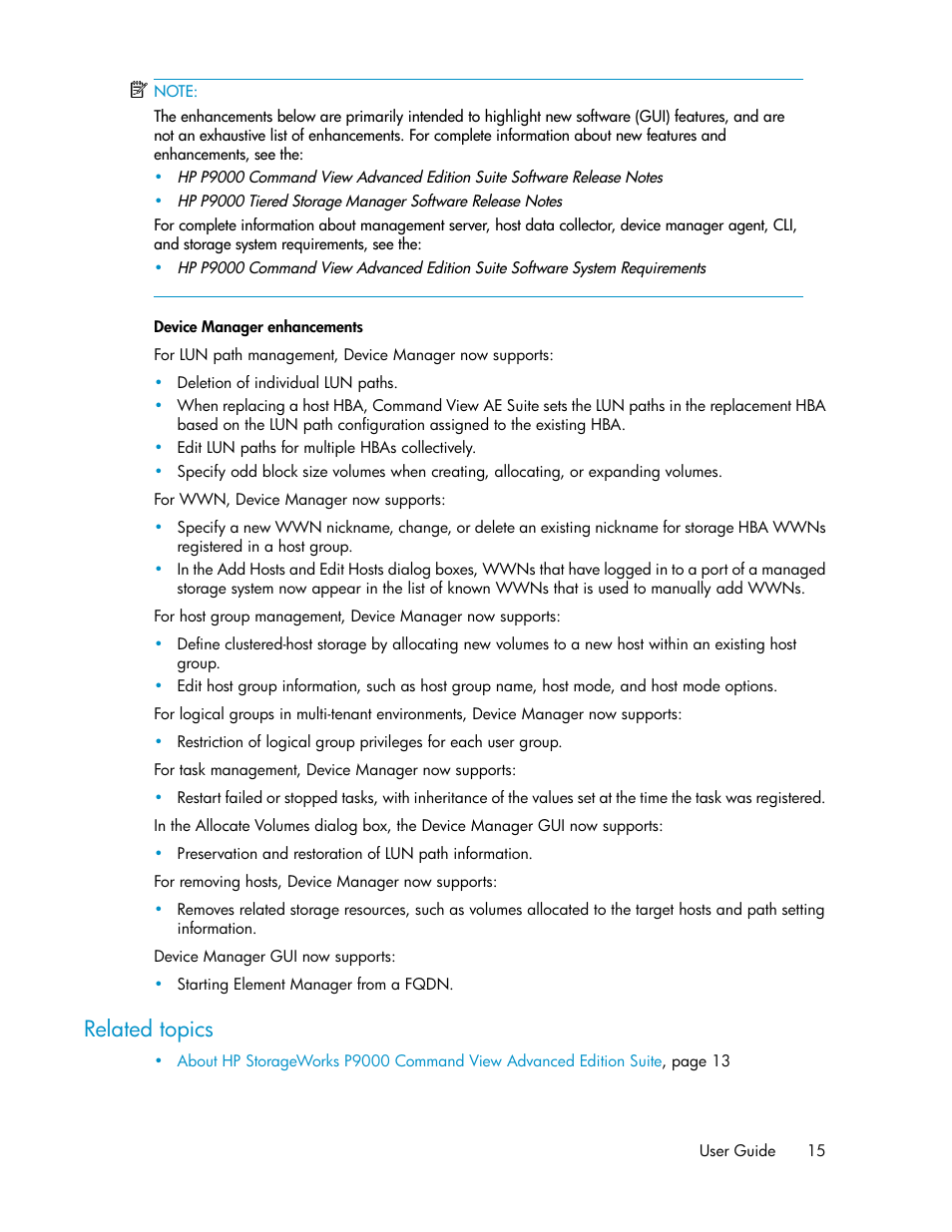 Related topics | HP XP Array Manager Software User Manual | Page 15 / 238