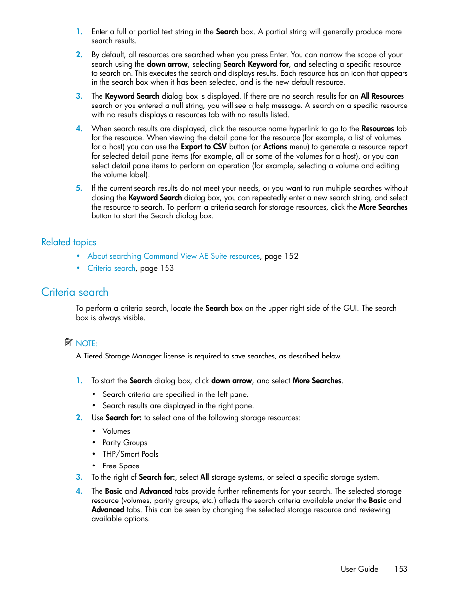 Criteria search | HP XP Array Manager Software User Manual | Page 153 / 238