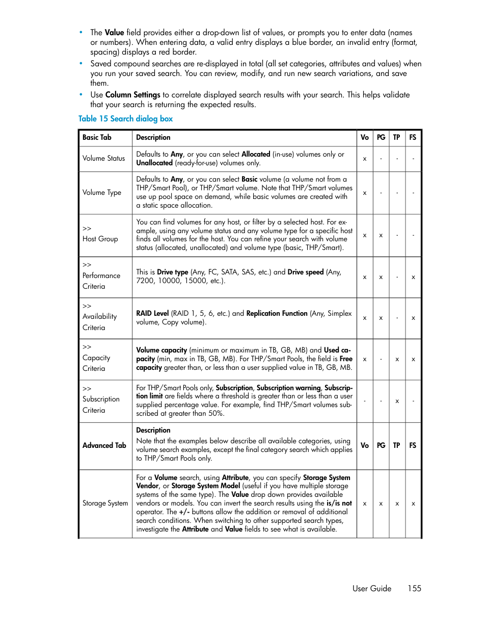 Search dialog box | HP XP Array Manager Software User Manual | Page 155 / 238