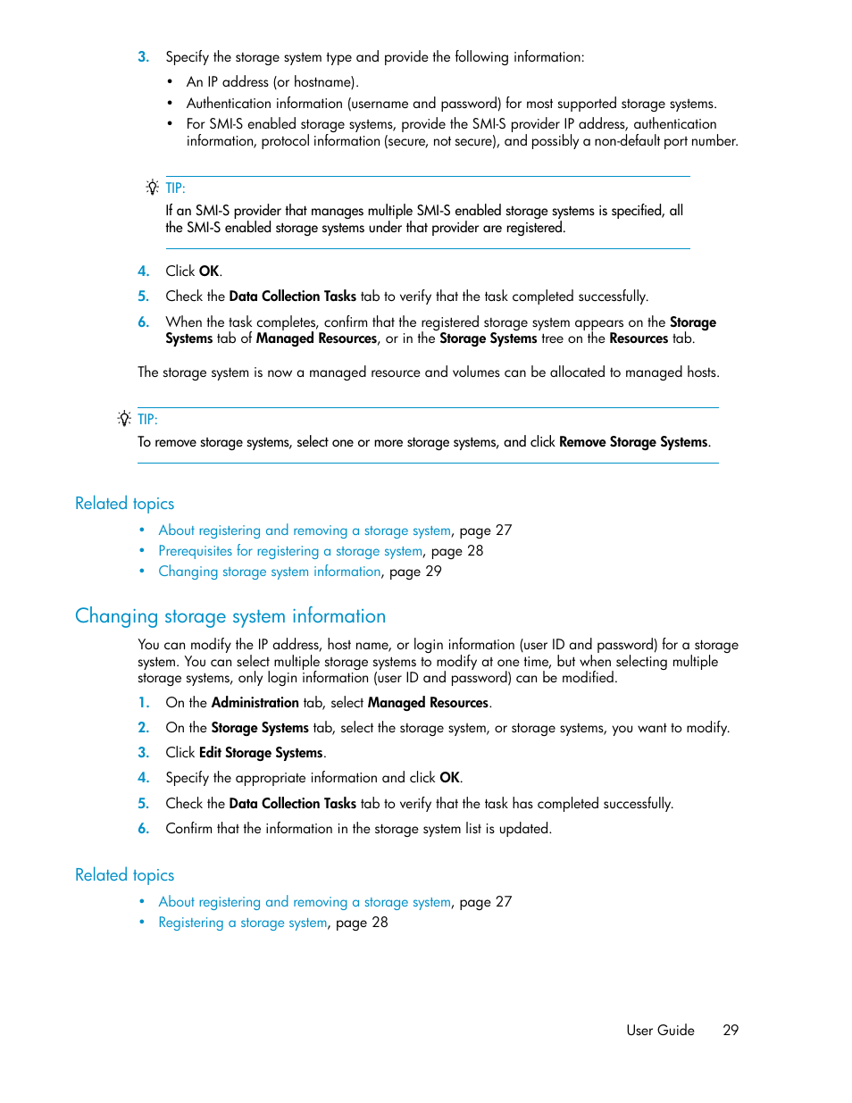 Changing storage system information | HP XP Array Manager Software User Manual | Page 29 / 238